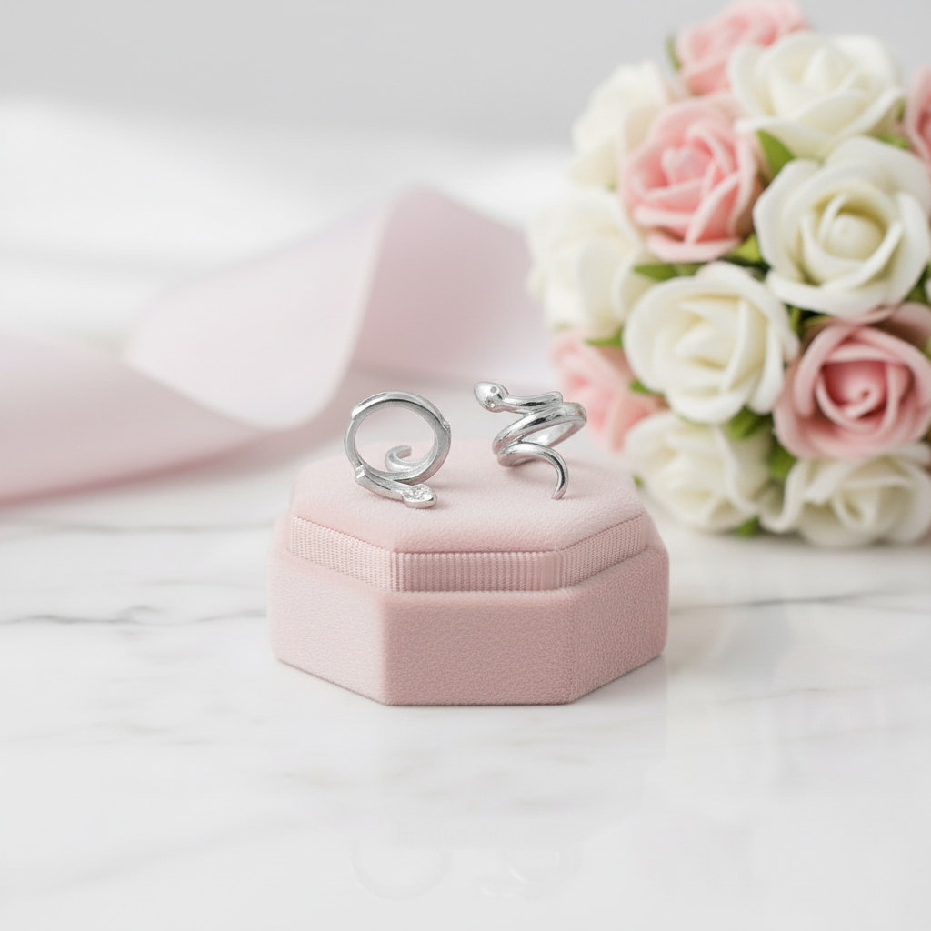 Sweet Snake Charm Hoop Earrings-Black Diamonds New York