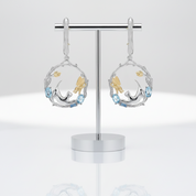 Swiss Blue Topaz Cat and Cupid Drop Earrings-Black Diamonds New York