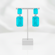 Synthetic Paraiba Tourmaline Earrings-Black Diamonds New York