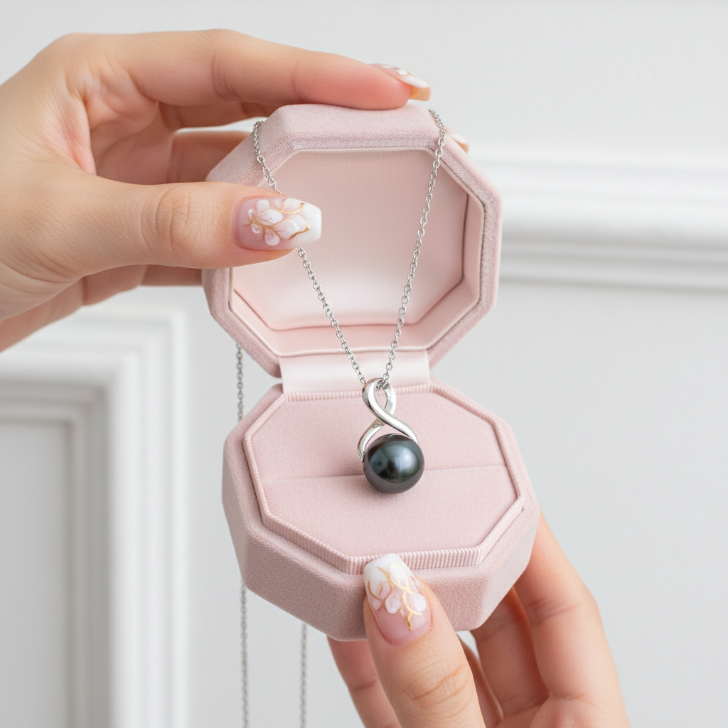 Tahitian Black Pearl Pendant Necklace-Black Diamonds New York