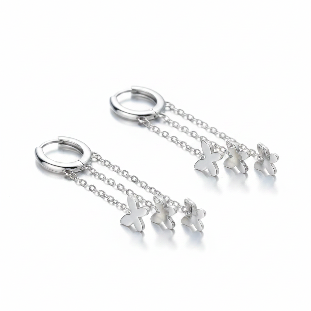 Tassel Butterfly Buckle Drop Earrings-Black Diamonds New York