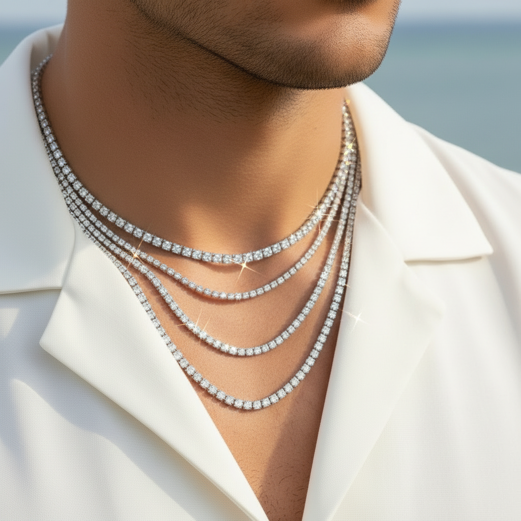 Elegant Round Cut Diamond Tennis Necklace-Black Diamonds New York