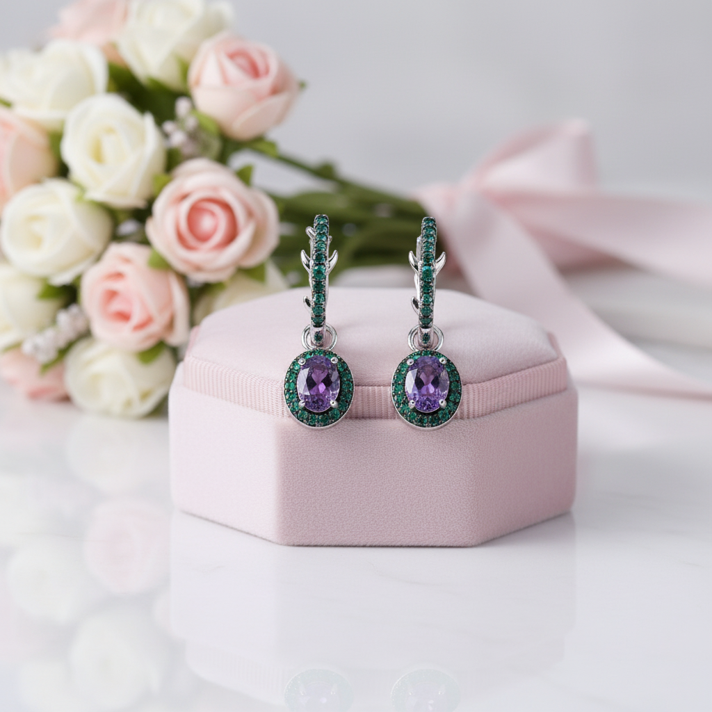 Thorn Gemstone Vintage Drop Earrings-Black Diamonds New York