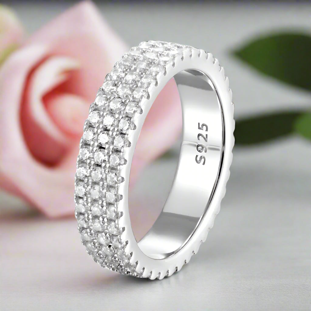 Three Layer Round Full Diamond Wedding Band-Black Diamonds New York