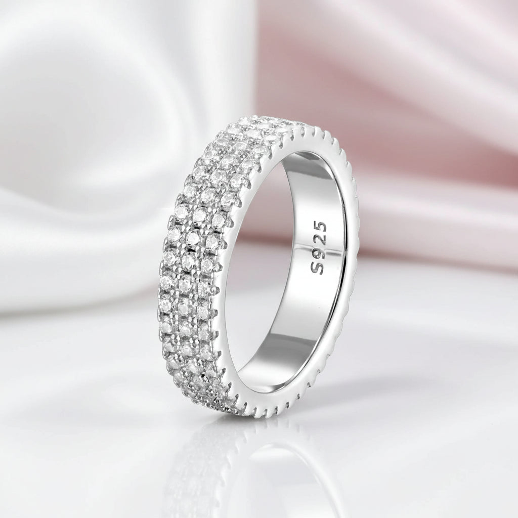 Three Layer Round Full Diamond Option Wedding Band-Black Diamonds New York