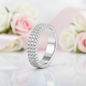 Three Layer Round Full Diamond Option Wedding Band-Black Diamonds New York