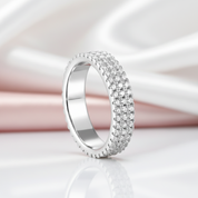Three Layer Round Full Diamond Option Wedding Band-Black Diamonds New York