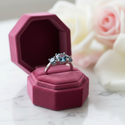 Three Natural Mystic Topaz Birthstone Ring-Black Diamonds New York