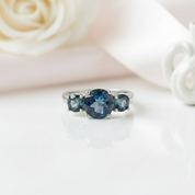 Three Natural Mystic Topaz Birthstone Ring-Black Diamonds New York