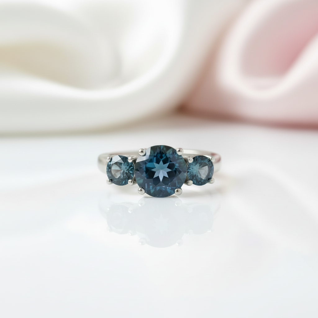 Three Mystic Topaz Birthstone Ring-Black Diamonds New York