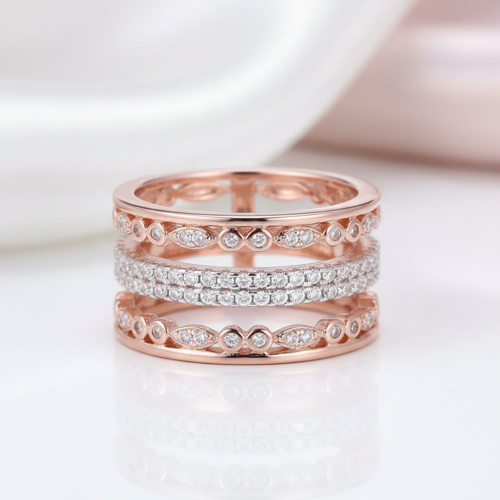 Three-Stack Of Goodness Diamond Option Rose Gold Ring-Black Diamonds New York