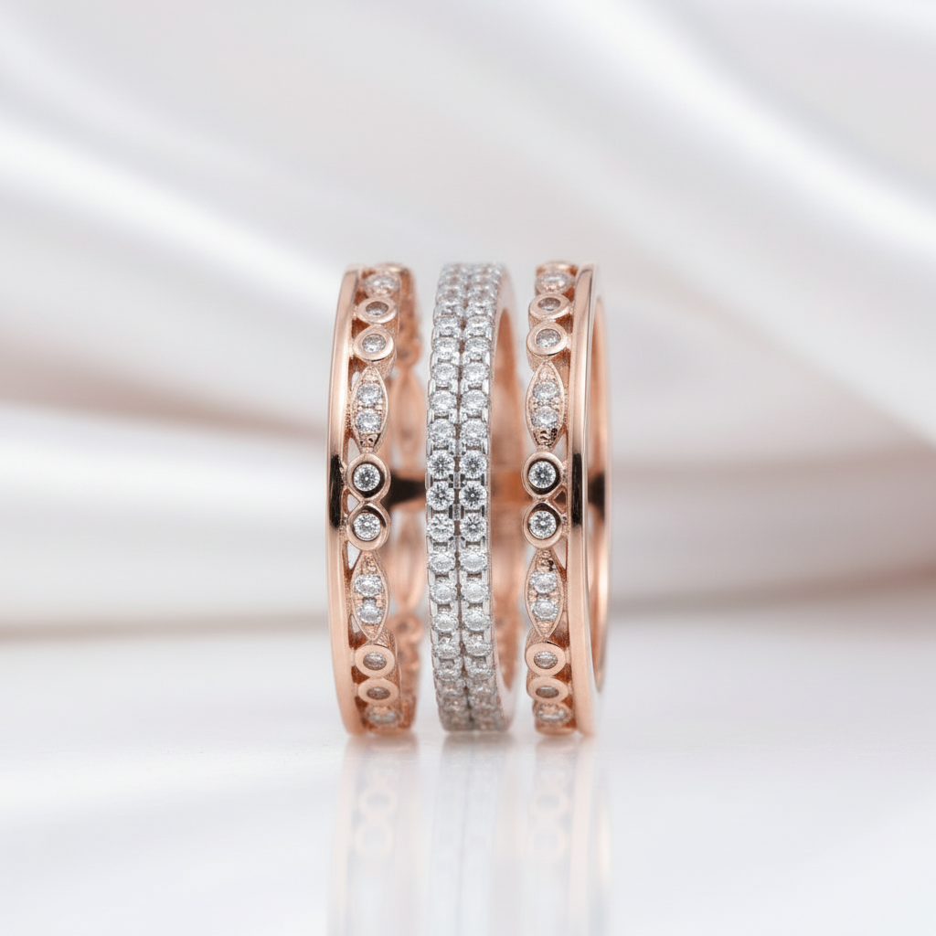 Three-Stack Of Goodness Diamond Option Rose Gold Ring-Black Diamonds New York