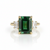 Three-Stone Emerald Green Engagement Ring-Black Diamonds New York