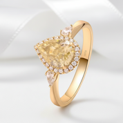 Three Stone Pear Brilliant Cut Yellow Diamond Engagement Ring-Black Diamonds New York