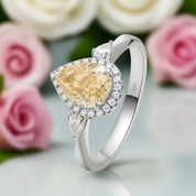 Three Stone Pear Brilliant Cut Yellow Diamond Engagement Ring-Black Diamonds New York