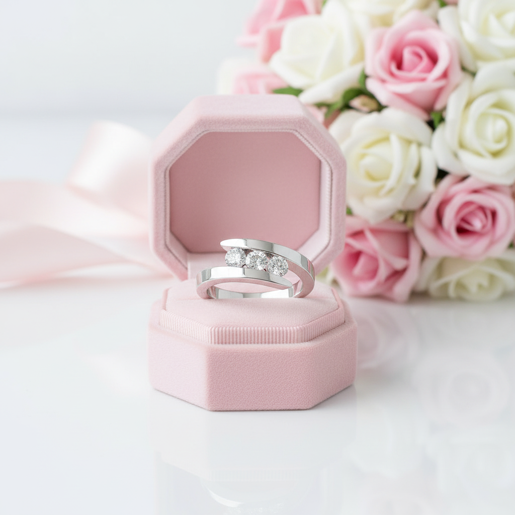 Three Stones 4mm Diamond Engagement Ring