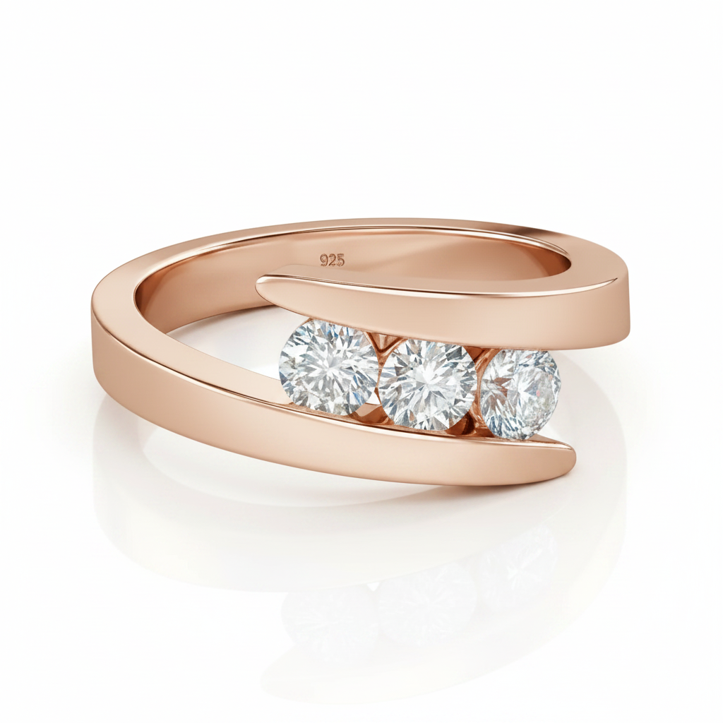 Three Stones 4mm Diamond Option Engagement Ring-Black Diamonds New York