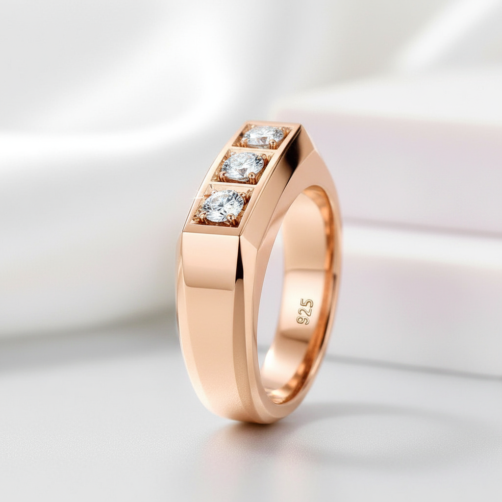 Three Stones Diamond Men's Wedding Band-Black Diamonds New York