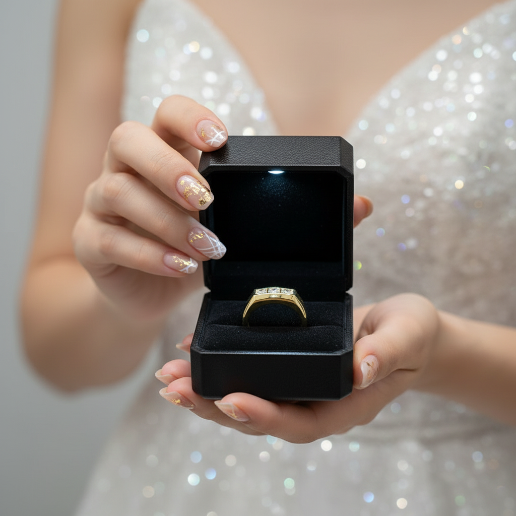 Three Stones Diamond Option Men's Wedding Band-Black Diamonds New York