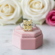 Three Stone Yellow Diamond Radiant Cut Engagement Ring-Black Diamonds New York