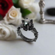 Through Eternity Ring- 3 ct Round Cut Diamond with Spider Legs Gothic Wedding Ring-Black Diamonds New York