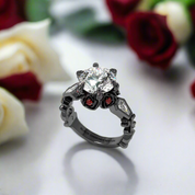 Through Eternity Ring- 3 ct Round Cut Diamond with Spider Legs Gothic Wedding Ring-Black Diamonds New York