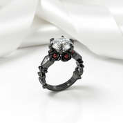 Through Eternity Ring- 3 ct Round Cut Diamond with Spider Legs Gothic Wedding Ring-Black Diamonds New York