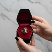 Till Death Do Us Part Rings- Rare Coffin Cut Diamond 14k White Gold Ring Set-Black Diamonds New York