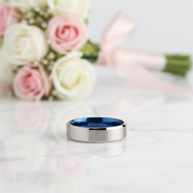 Titanium and Classic Blue Men's Wedding Band-Black Diamonds New York