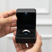 Titanium and Classic Blue Men's Wedding Band-Black Diamonds New York