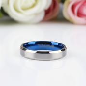 Titanium and Classic Blue Men's Wedding Band-Black Diamonds New York