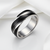 Titanium Steel Ring Band-Black Diamonds New York