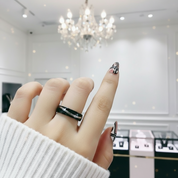 Titanium Steel Ring Band-Black Diamonds New York