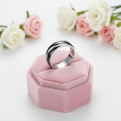 Titanium Steel Ring Band-Black Diamonds New York