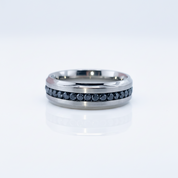 Men's Titanium Wedding Band with Diamond Option-Black Diamonds New York