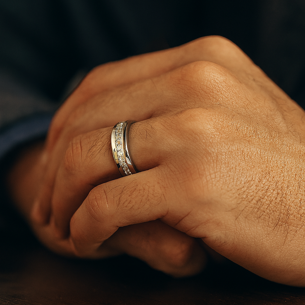Half Eternity Diamond Option Wedding Band-Black Diamonds New York