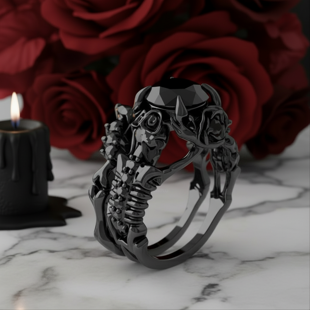 Together Forever- 1.25 Carat Black Diamond Gothic Ring Set-Black Diamonds New York