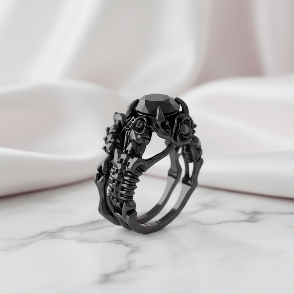 Together Forever- 1.25 Carat Black Diamond Gothic Ring Set-Black Diamonds New York