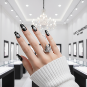 Together We Fly- Kite Shape Pear Diamond Promise Ring Set-Black Diamonds New York