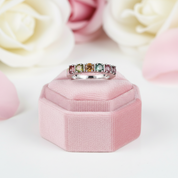 Round Tourmaline Half Eternity Stackable Ring Band-Black Diamonds New York