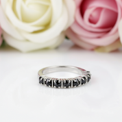 Round Tourmaline Half Eternity Stackable Ring Band-Black Diamonds New York