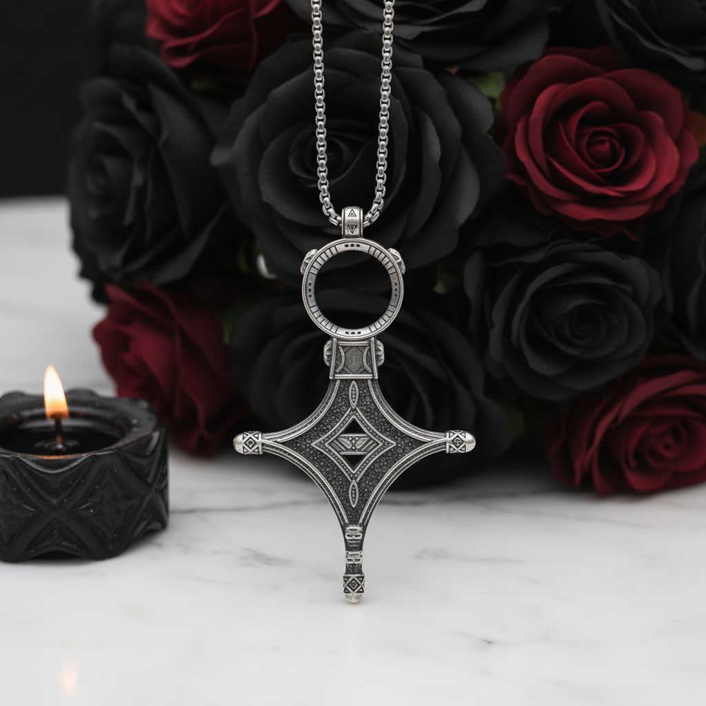 Traditional Rebel Gothic Cross Necklace-Black Diamonds New York