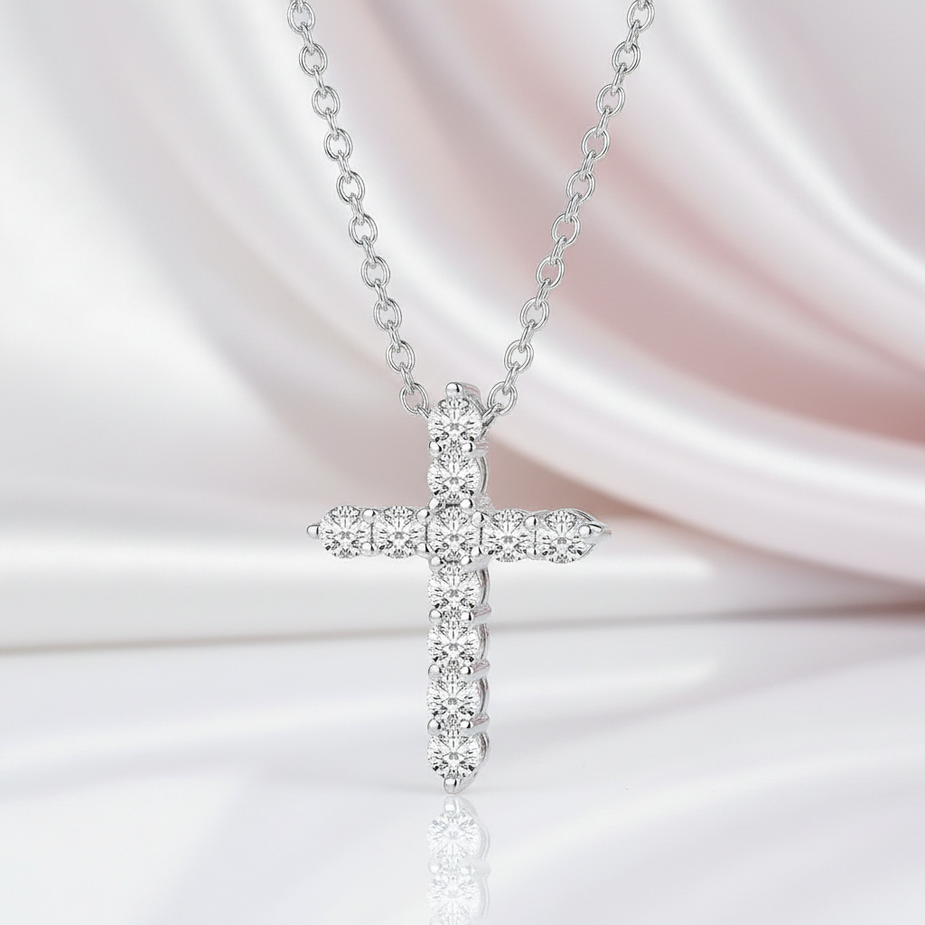 Trendy Cross Diamond Option Necklace-Black Diamonds New York