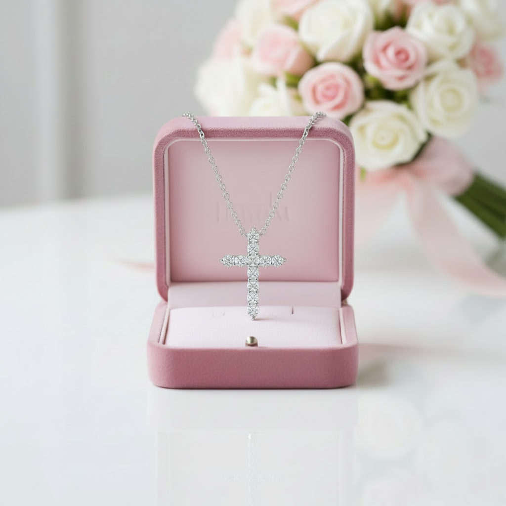 Trendy Cross Diamond Option Necklace-Black Diamonds New York