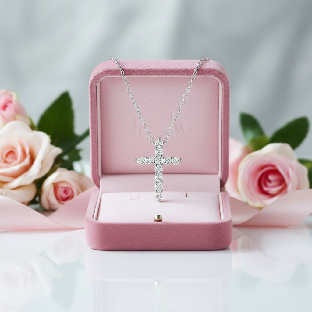 Trendy Cross Diamond Necklace-Black Diamonds New York