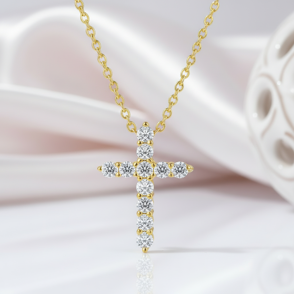 Trendy Cross Diamond Necklace-Black Diamonds New York