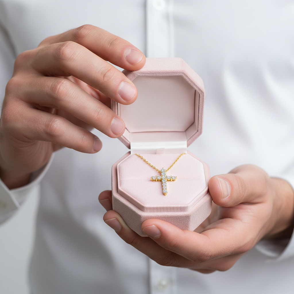 Trendy Cross Diamond Necklace-Black Diamonds New York