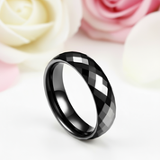Trendy Men's Ceramic Wedding Band-Black Diamonds New York
