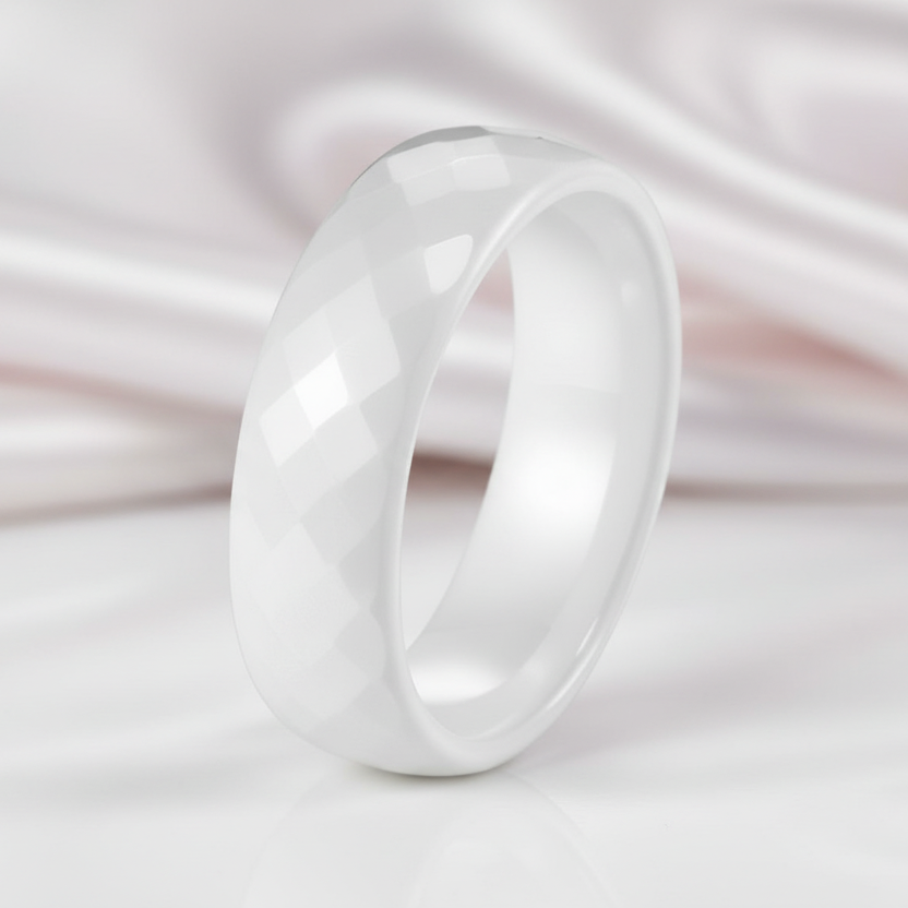 Trendy Men's Ceramic Wedding Band-Black Diamonds New York