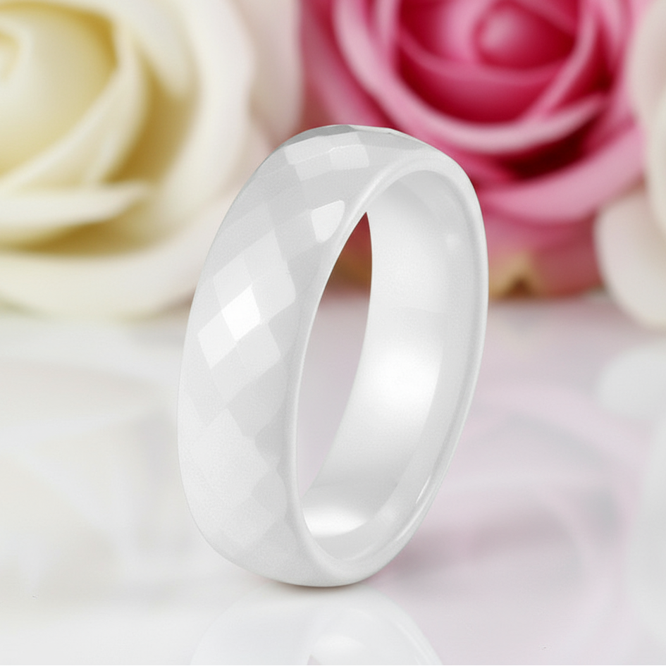 Trendy Men's Ceramic Wedding Band-Black Diamonds New York